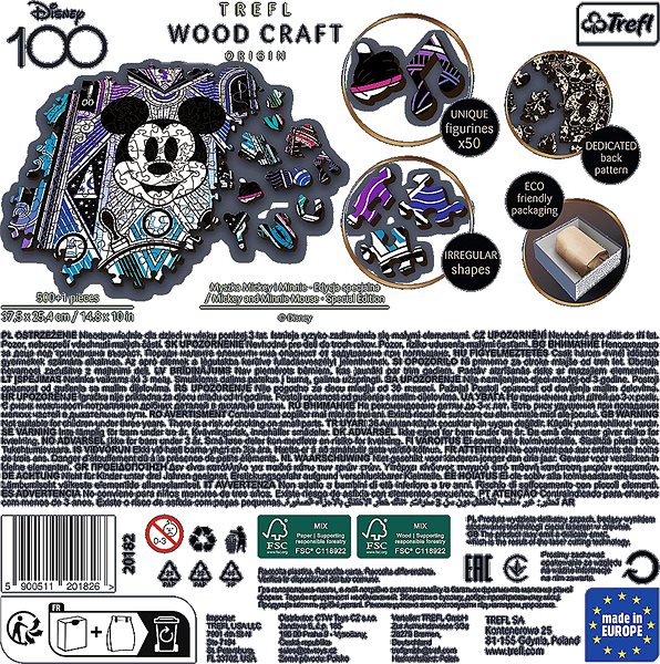 Dřevěné puzzle Trefl Wood Craft Origin puzzle Mickey Mouse a Minnie 501 dílků ...
