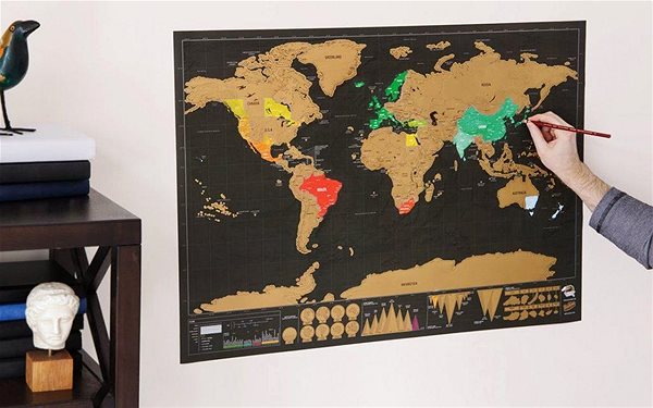 Mapa Popron Stírací mapa světa deluxe černá 83×60 cm ...