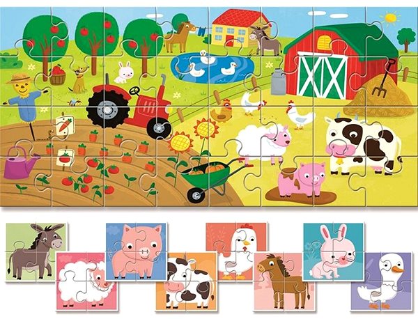 Puzzle Ludattica Farma, Obojstranné puzzle pre najmenších, 32 dielikov ...