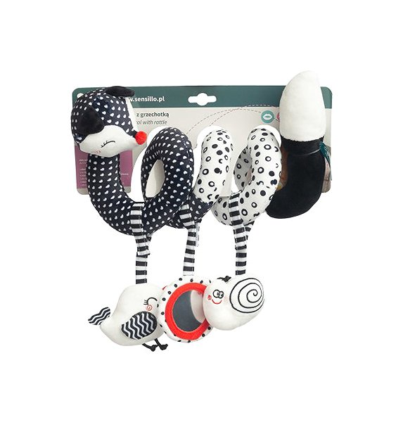 Sensillo stroller toy Educational, contrast spiral black & white Fox .