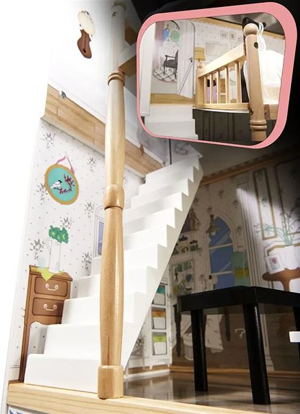 Domček pre bábiky Drevený domček pre bábiky + nábytok 122 cm XXL LED ...