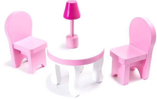 Domček pre bábiky Drevený domček pre bábiky + nábytok 70 cm ružový LED ...