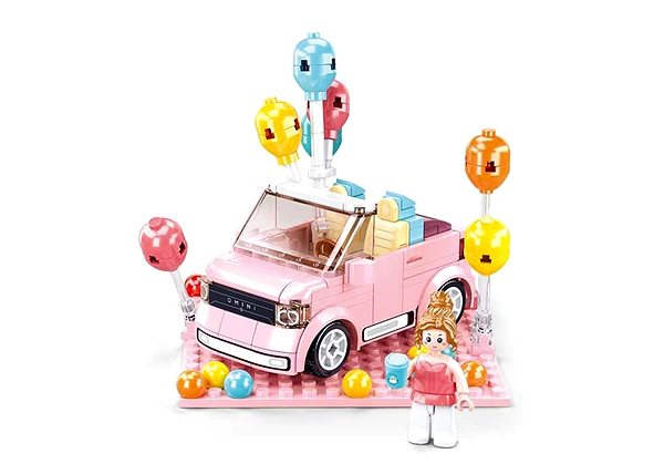 Sluban Mini Handcraft M38-B1086 MiniQ pink cabriolet building set.