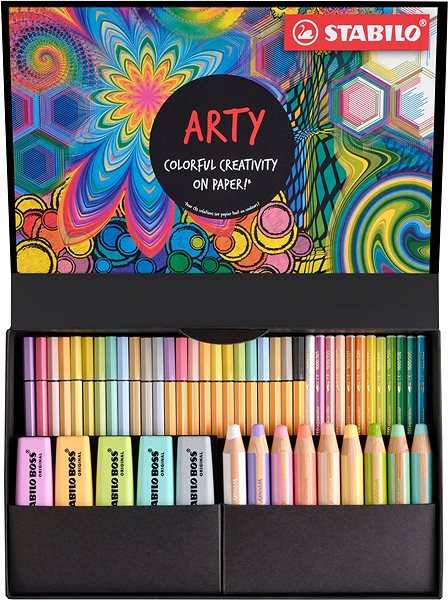 Filctoll STABILO ARTY - 50 db - szövegkiemelő, színes ceruza, tűfilc és prémium szálas filctoll ...