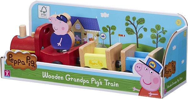 Figures PEPPA PIG Wooden Train + Grandpa Figure Screen