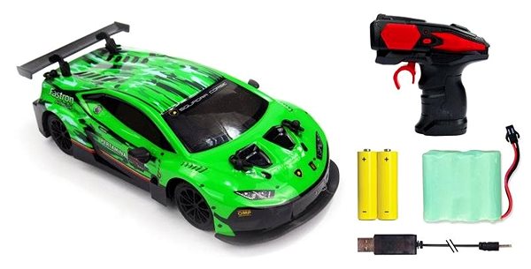 RC auto Siva Lamborghini Huracán GT3 zelené Obsah balenia