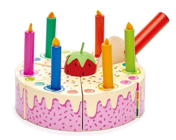 Játék élelmiszer Tender Leaf Rainbow Birthday Cake Szeletelhető szivárvány fa torta ...