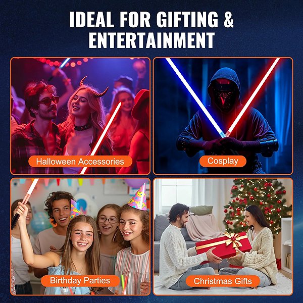 VEVOR RGB Lightsabers, 2 pcs, 7 colours, 78cm sword.