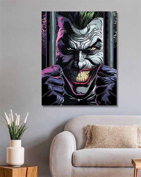 Malování podle čísel Zuty - Joker za mřížemi (batman), 40×50 cm, vypnuté plátno na rám ...