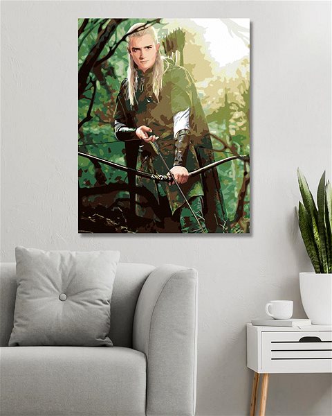 Maľovanie podľa čísel Zuty – Legolas v lese (Pán Prsteňov), 40 × 50 cm, bez rámu a bez napnutia plátna ...