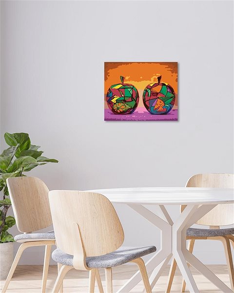 Maľovanie podľa čísel Abstraktné farebné jablká, 40×50 cm, vypnuté plátno na rám ...