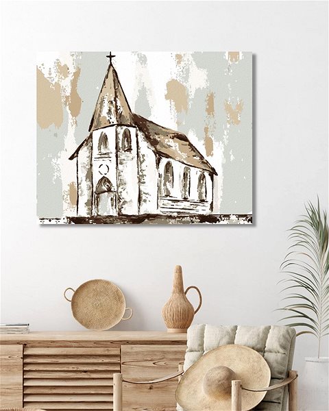 Maľovanie podľa čísel Abstraktný kostol (Haley Bush), 80 × 100 cm, bez rámu a bez vypnutia plátna ...