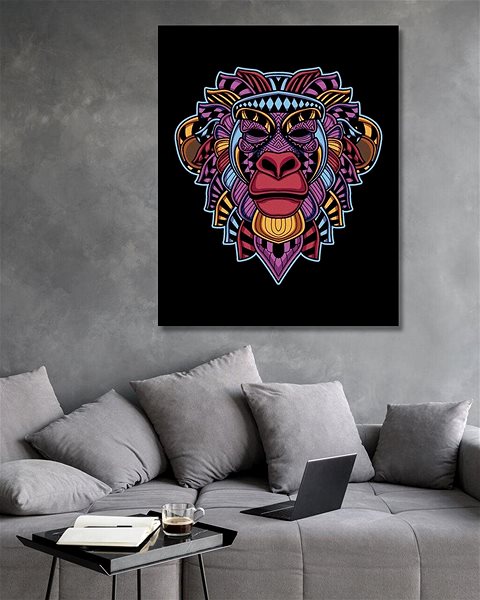 Maľovanie podľa čísel Abstraktné opice na čiernom pozadí, 40 × 50 cm, vypnuté plátno na rám ...