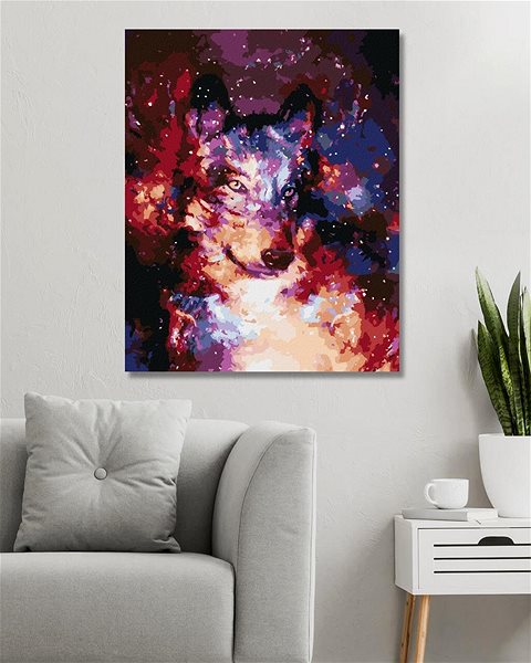 Maľovanie podľa čísel Abstraktný vlk vo vesmíre, 40 × 50 cm, vypnuté plátno na rám ...