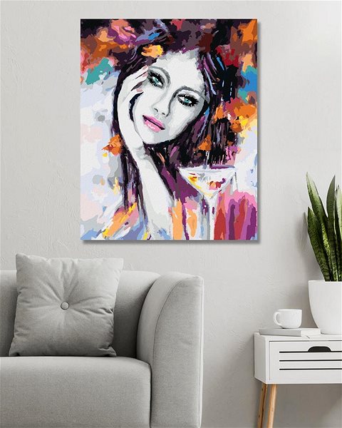 Maľovanie podľa čísel Abstraktná žena s koktailom, 80 × 100 cm, bez rámu a bez napnutia plátna ...