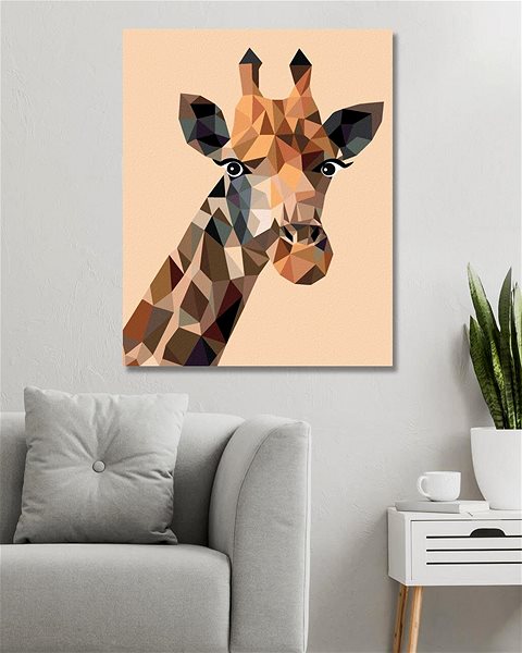 Maľovanie podľa čísel Abstraktná žirafa na oranžovom pozadí, 80 × 100 cm, plátno napnuté na rám ...