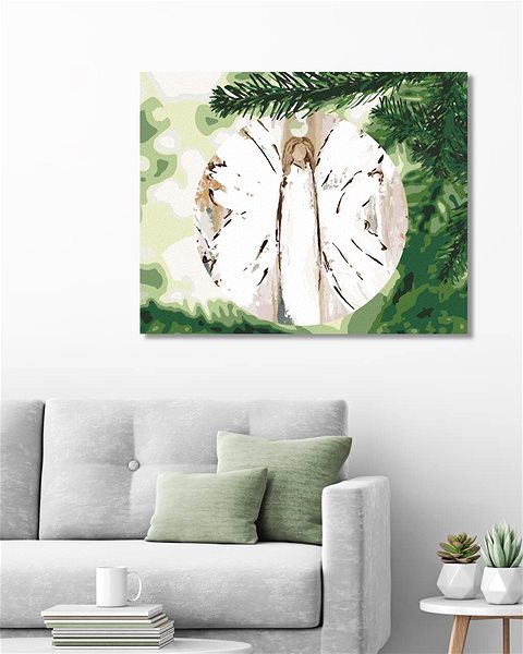 Maľovanie podľa čísel Anjel na stromčeku (Haley Bush), 40 × 50 cm, bez rámu a bez vypnutia plátna ...