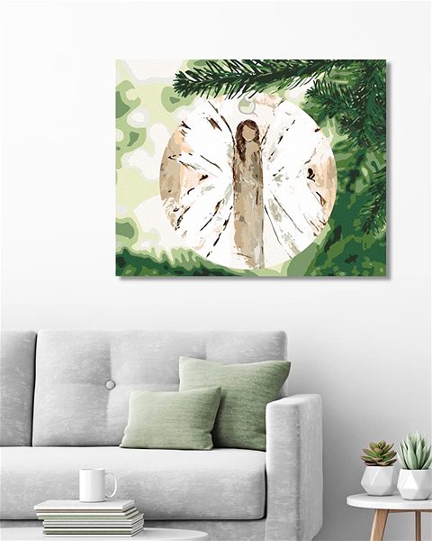 Maľovanie podľa čísel Anjel na stromčeku 2 (Haley Bush), 40 × 50 cm, bez rámu a bez vypnutia plátna ...