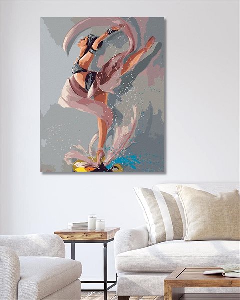 Maľovanie podľa čísel Baletka tancujúca na palete farieb, 80 × 100 cm, bez rámu a bez vypnutia plátna ...