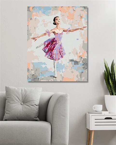 Maľovanie podľa čísel Baletka v ružových šatách, 40 × 50 cm, vypnuté plátno na rám ...