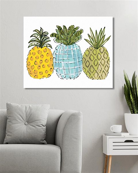 Maľovanie podľa čísel Farebné ananásy (Haley Bush), 80 × 100 cm, bez rámu a bez napnutia plátna ...