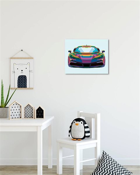 Maľovanie podľa čísel Farebné športové auto, 40 × 50 cm, vypnuté plátno na rám ...