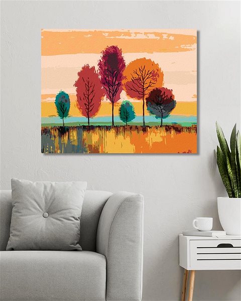 Maľovanie podľa čísel Farebné stromy, 80 × 100 cm, vypnuté plátno na rám ...