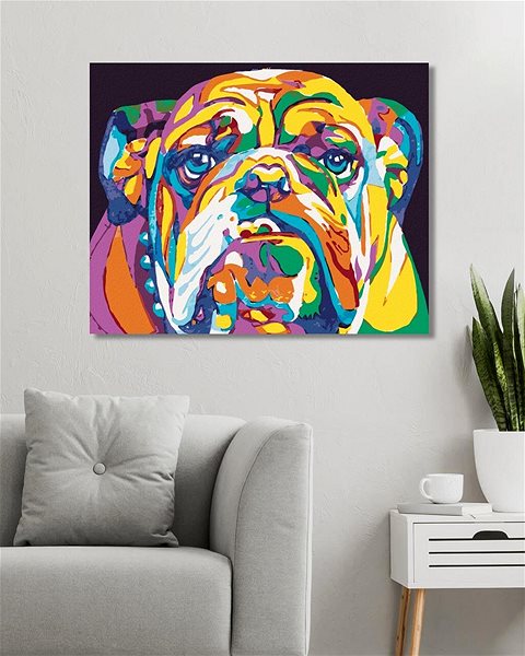 Maľovanie podľa čísel Farebný bulldog, 40×50 cm, vypnuté plátno na rám ...