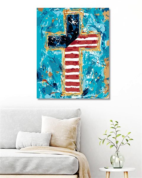 Maľovanie podľa čísel Farebný kríž (Haley Bush), 40 × 50 cm, bez rámu a bez vypnutia plátna ...