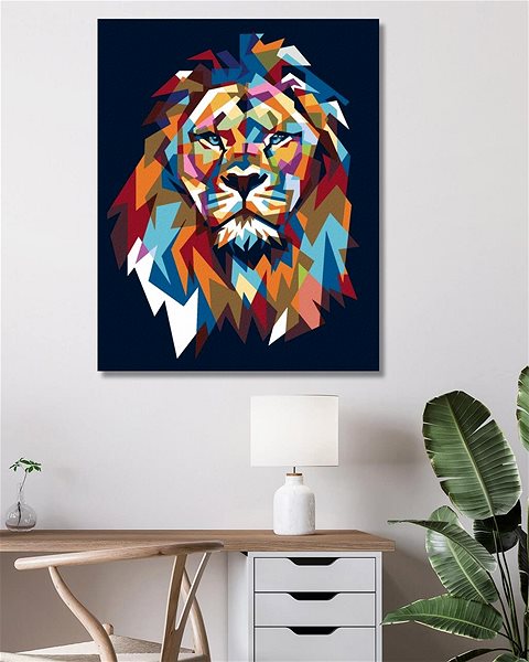 Malování podle čísel Barevný lev III, 80×100 cm, vypnuté plátno na rám ...