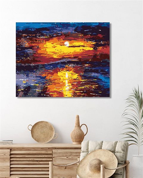 Malování podle čísel Barevný západ slunce, 40×50 cm, bez rámu a bez vypnutí plátna ...