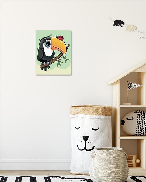 Malování podle čísel Beruška a tukan, 80×100 cm, bez rámu a bez vypnutí plátna ...