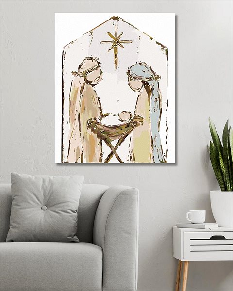 Maľovanie podľa čísel Betlehem Mária, Jozef a Ježiško (Haley Bush), 40×50 cm, bez rámu a bez vypnutia plátna ...