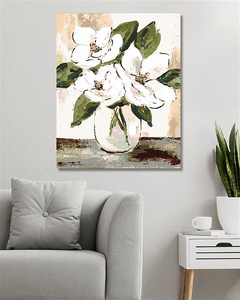 Maľovanie podľa čísel Biele magnólie (Haley Bush), 80 × 100 cm, plátno napnuté na rám ...