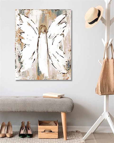 Maľovanie podľa čísel Biely maľovaný anjel (Haley Bush), 80 × 100 cm, bez rámu a bez napnutia plátna ...