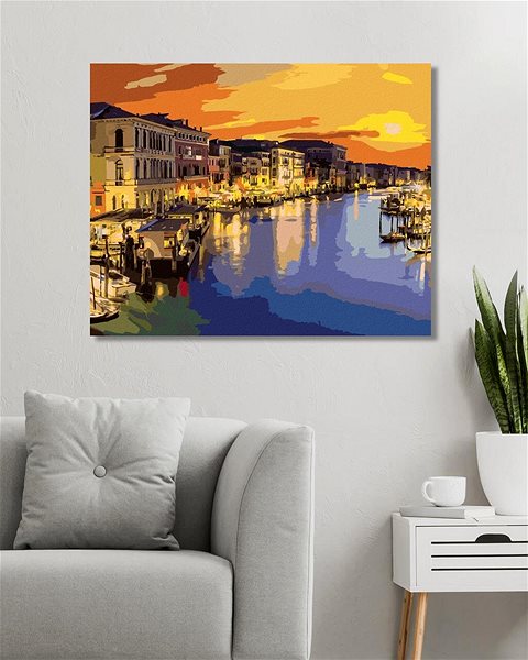 Maľovanie podľa čísel Canal Grande v letnej noci v Benátkach, 40×50 cm, bez rámu a bez vypnutia plátna ...