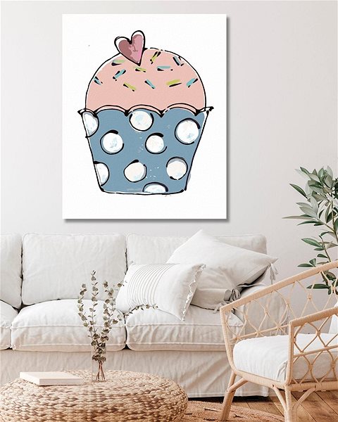 Maľovanie podľa čísel Cupcake so srdiečkom 2 (Haley Bush), 80 × 100 cm, bez rámu a bez napnutia plátna ...