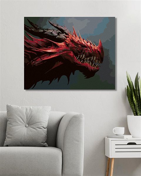 Maľovanie podľa čísel Červený drak, 40 × 50 cm, bez rámu a bez napnutia plátna ...