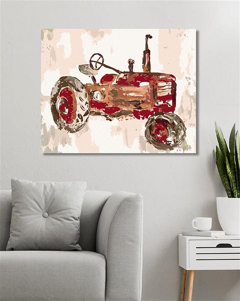 Maľovanie podľa čísel Červený traktor (Haley Bush), 80 × 100 cm, bez rámu a bez napnutia plátna ...
