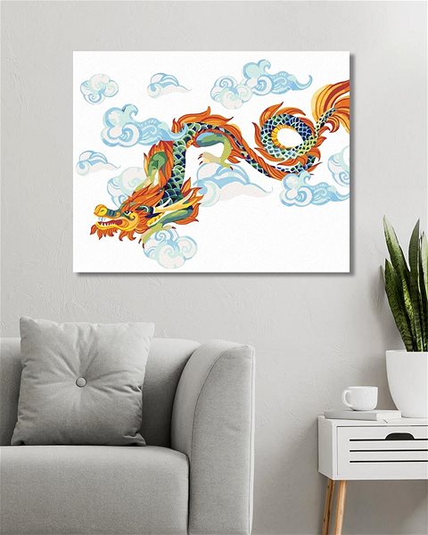 Maľovanie podľa čísel Čínsky drak v oblakoch, 80 × 100 cm, plátno napnuté na rám ...