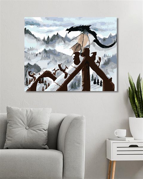 Malování podle čísel Drak v horách, 40×50 cm, vypnuté plátno na rám ...