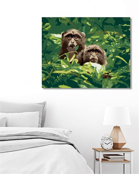 Maľovanie podľa čísel Dve opice v lese v Južnej Afrike, 80 × 100 cm, bez rámu a bez napnutia plátna ...