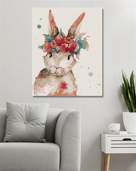 Maľovanie podľa čísel Elegantný zajac, 40 × 50 cm, plátno napnuté na rám ...