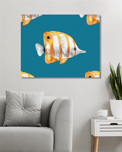 Maľovanie podľa čísel Exotické ryby, 40 × 50 cm, bez rámu a bez napnutia plátna ...