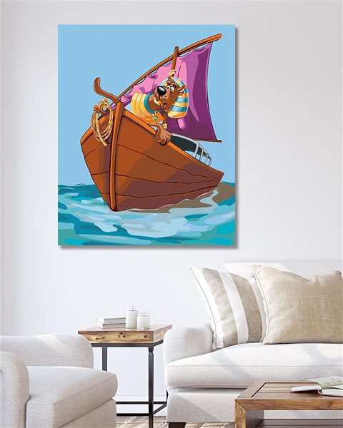 Maľovanie podľa čísel Faraón Scooby v lodi (Scooby Doo), 40×50 cm, bez rámu a bez vypnutia plátna ...