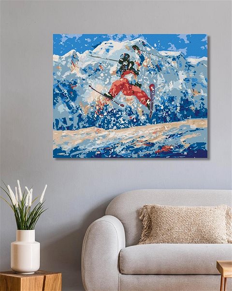 Maľovanie podľa čísel Freestyle lyžiar, 40 × 50 cm, bez rámu a bez napnutia plátna ...