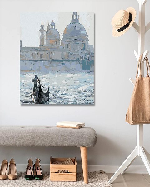 Maľovanie podľa čísel Gondola na benátskom kanáli, 40 × 50 cm, bez rámu a bez napnutia plátna ...