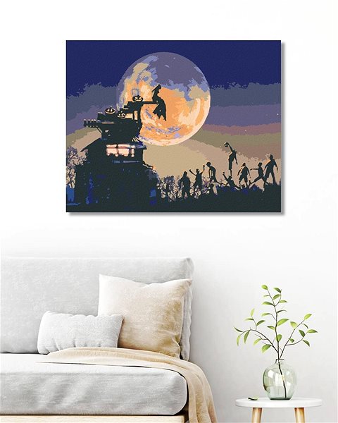 Malování podle čísel Halloween při úplńku měsíce, 40×50 cm, vypnuté plátno na rám ...