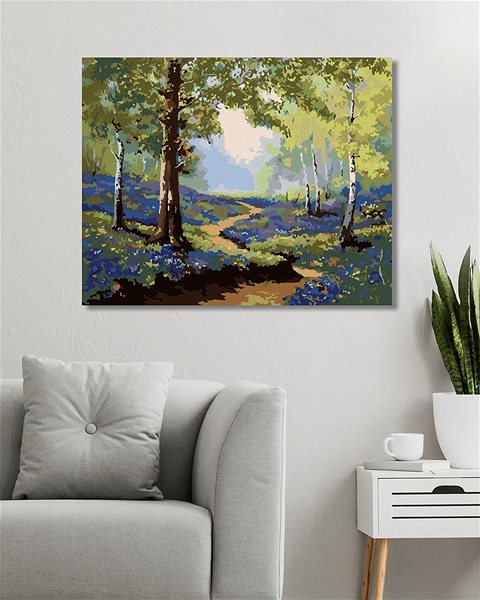 Maľovanie podľa čísel Jarný les s kvetinami, 80 × 100 cm, bez rámu a bez napnutia plátna ...