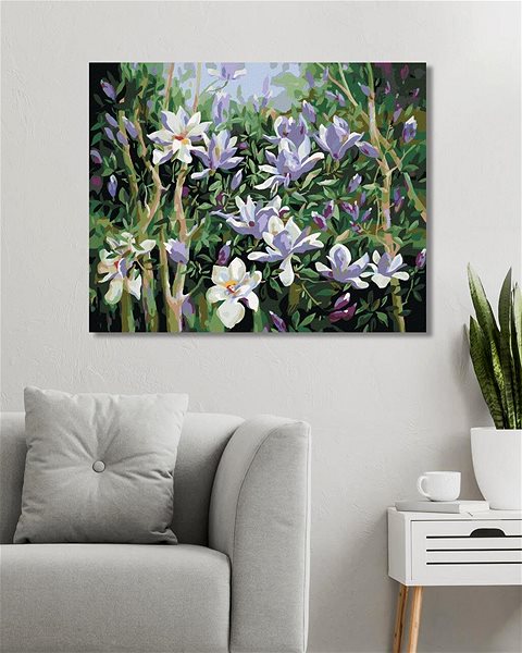 Malování podle čísel Jarní magnólie, 40×50 cm, bez rámu a bez vypnutí plátna ...